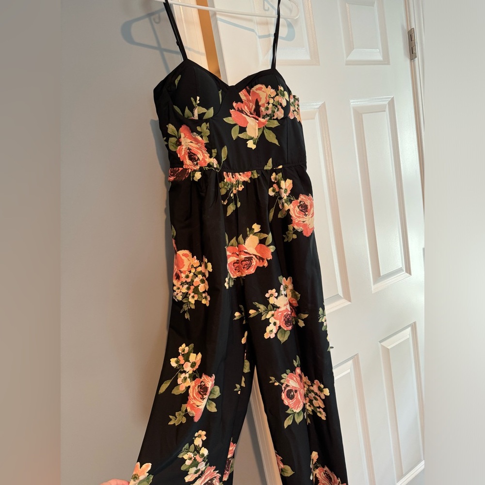 Black and Floral Jumpsuit